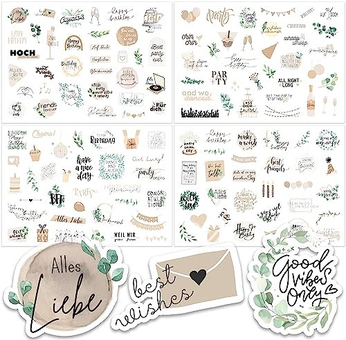 Gentle North Sticker Geburtstag (134 Motive) - Aufkleber für Fotoalbum oder Gästebuch - Liebevoll gestaltete Geburtstagssticker als Deko für die Party - Für Erwachsene im eleganten Design (Creme)