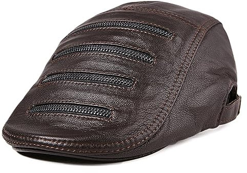 ZMNKH Herren Leder Schiebermütze Schirmmütze Leder Barett Cap,Driving Cabbie Flatcap Gatsby Jagd Kappen