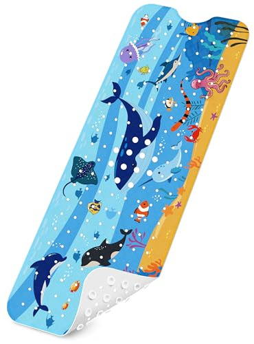 Badewannenmatten rutschfest Kinder，100% BPA frei,100x40cm，Antirutschmatte für Badewanne，Duschmatte,schimmelresistent & maschinenwaschbar,Badematte Kinder Badewanne