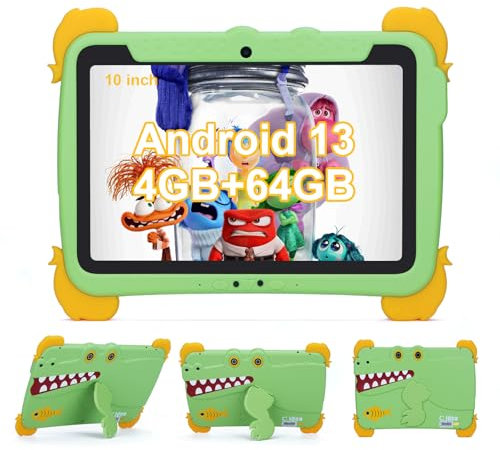 C idea Kids Tablet,10.1 Pulgadas Tablet para Niños con Android 13,Niños Tablet 4GB RAM 64GB ROM (1TB TF),1280 * 800 FHD Pantalla Grande Tablet,6000mAh Batería,Soporte 5G/2.4G WiFi(Verde)