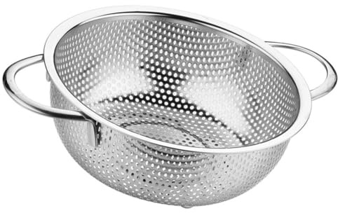Lurrose Stainless Steel Colander Basket with Double Handles Draining Fruits Vegetables and Pasta Kitchen Strainer with Small for Fast Drainage