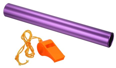 PATIKIL Bastone di Staffetta, Tubi in Alluminio Corsa Pista con Fischietto Resistente Corrosione per Strumento Pratica Gioco Sportivo Atletica Leggera Aperto, Viola