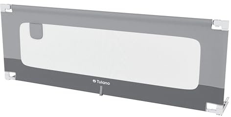 TULANO Cover 40 | Bettgitter 200 cm Bettschutzgitter Kinderbettgitter für Kinder | Klappbar | Geeignet für eine Matratzenhöhe von 10-28 cm | 18 einstellbare Höhen & Seitentasche | 1 Stück | Grau