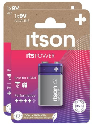 ITSON ItsPOWER - Lote de 2 pilas alcalinas de 9 V/6LR61