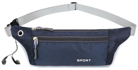 CCAIPU Sport Bauchtasche Herren und Damen Gürteltasche Wandern Gürteltasche mit verstellbarem Gürtel Wasserdicht leichtes Gürtelset für Soprt Outdoor Camping (Marine)