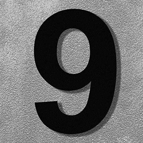 Numeri civici galleggianti moderni in acciaio inox nero, 20,3 cm, elegante e visibile, per casa/ufficio, resistente alle intemperie e facile da installare, numero 9