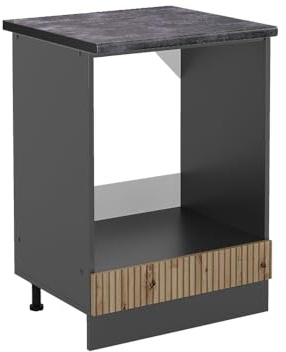 Vicco Herdumbauschrank R-Line, Artisan-Eiche, 60 cm, AP Anthrazit, zur freien Kombination innerhalb modularer Küchensysteme