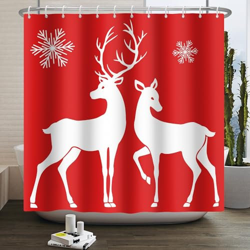 Duschvorhang Tierische Schneeflocken Duschvorhang Stoff Polyester Badevorhang Shower Curtains Antischimmel Duschvorhang Wasserdicht mit 12 Duschvorhangringen Duschvorhang 200x200 Duschvorhänge
