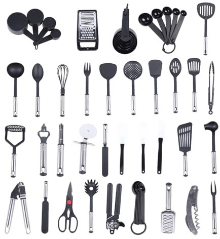 Set di utensili da cucina in acciaio inox di alta qualità, 40 pezzi, per cuocere, mescolare