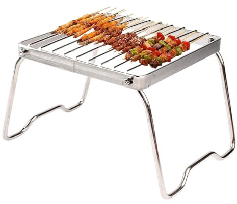 Yorajuy Klappbarer Lagerfeuergrill, Feuerstellen-Grillrost - Feuerstellen-Grillrost aus Edelstahl | Klappbarer Lagerfeuergrill, Edelstahlrost, tragbarer Campinggrill, Feuerstelle, Grillrost für