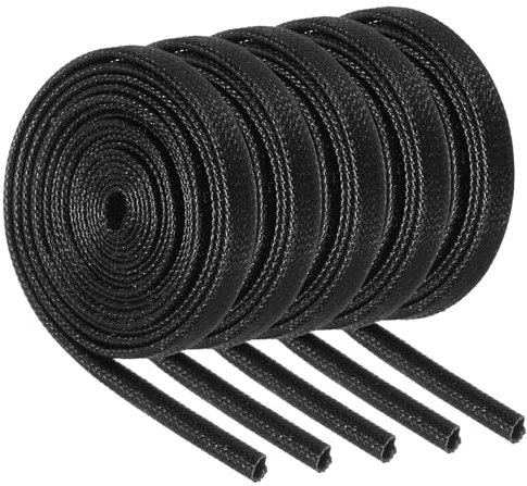 QUARKZMAN Guaine Antincendio Treccia Isolante, Guaina Fibre Vetro Rivestita Silicone Alta Temperatura per Tubi Flessibili Automobilistici Cablaggio Elettrico Neri 2mm