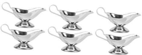 PRETYZOOM 6pcs Stainless Steel Sauce Jug Milk Pitcher for Western Cuisine for Sauces Dressings and Gravy Capacity Easy to Clean and Maintain