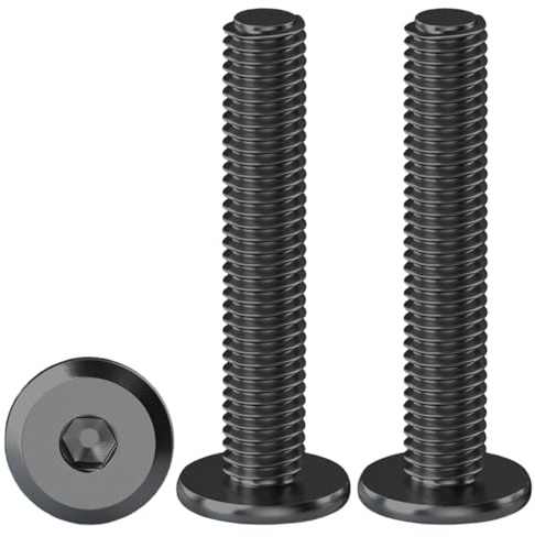 Drenky 304 Stainless Steel Hex Head Furniture Bolts - M6 X 40mm Black Machine Screws for Bed & Wood - 20 Pack Fully Threaded