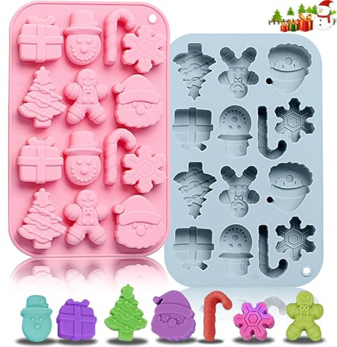 Weihnachten Silikonform, 2 Stücke Weihnachten Backform, Weihnachtsbaum Kuchenform, Lebkuchenmann Kuchenform, Weihnachts Schokoladenform, Silikon Kuchenbackform, DIY Backformen Werkzeuge (B)