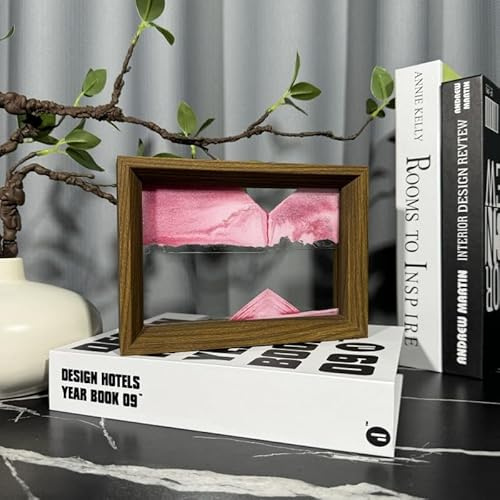 AzureLeap Sandbilder zum Drehen 3D Sandscape die Sandkunst in Tiefsee Fließende Sandmalerei Sandbild Geschenke Sanduhr Deko Aesthetic für Büro Wohnzimmer Schreibtisch Erwachsene Kinder [PINK-6in]