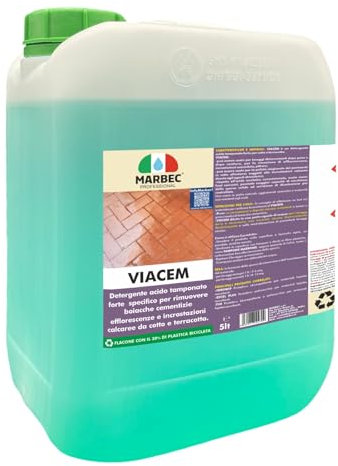 MARBEC VIACEM 5LT Detergente acido tamponato forte per cotto e terracotta. Rimuove incrostazioni, efflorescenze e boiacche cementizie, ideale dopo il cantiere.