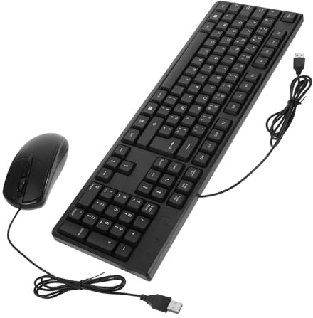 WATIIFUFU USB Wired Keyboard and Mouse Combo, Compact 104-key Abs Set with Built-in Number Pad, USB Powered, Easy to Use Computer Accessory for PC Office Use