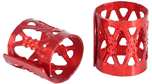 100 Pièces Anneau Cheveux, Tressage Bijoux de Cheveux, Anneaux de Tresse, Perles Dreadlocks pour Accessoire Bricolage Tressage Cheveux Bijoux (Rouge)