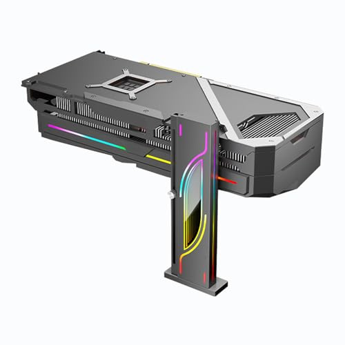 ARGB GPU-stödfäste, 3PIN 5V Höjdjusterbar GPU-saghållare med Magnetisk Bas, Vertikalt Grafikkort GPU-fäste, Lätt Synkroniseringsstöd för GPU-stöd (Svart)