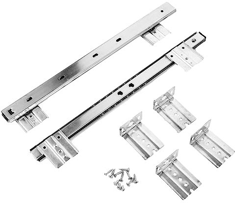 jojofuny Keyboard Drawer Slide Rail Track, Undermount Bearing Keyboard Slide, White 27mm Wide Rail Pair for Office Desk