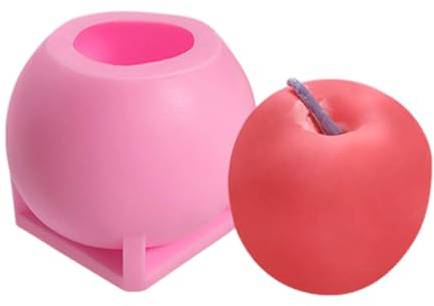 Generisch Molde de silicona con de manzana, molde de fruta 3D para hacer velas , molde de silicona para jabón, tartas, resina y arcilla, decoración navideña hecha a mano (6 patrones)