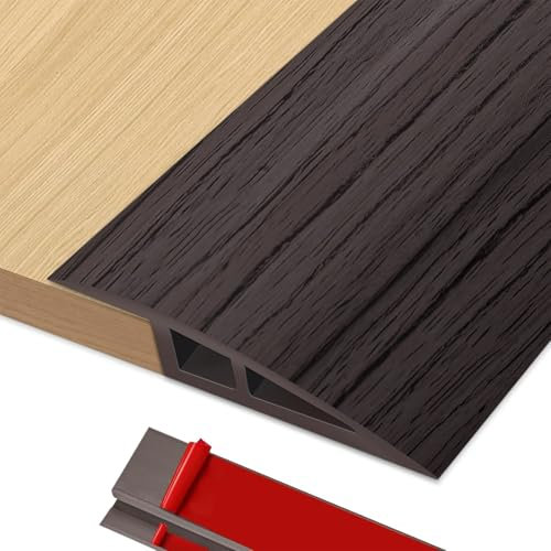 BOYIFEIJIE Perfil Transición Suelo Desnivel, 1M x 7cm Perfil de Transición para Suelo Autoadhesivo de PVC, Tapajuntas Suelo para Desniveles de Umbral de 10mm ~ 15mm (Nogal)