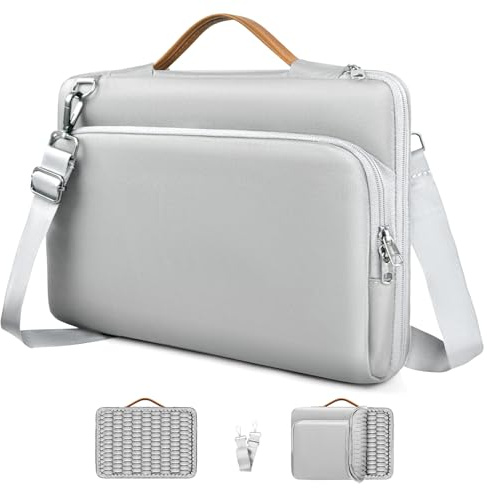 NIMOSA Porta pc Portatile Borsa Pc 15.6 Pollici con Protezione a Cuscini d'Aria - Impermeabile, Zip YKK Borse laptop per Porta MacBook Pro/Air, per Laptop In Viaggio d'Affari Bianco