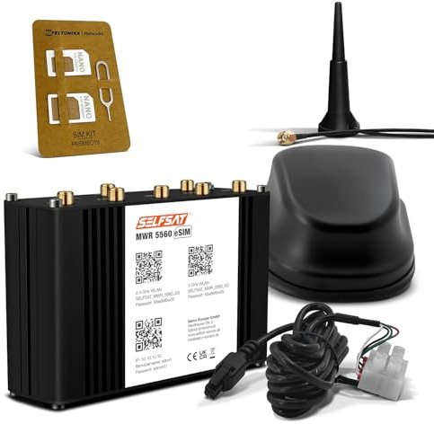 SELFSAT MWR 5560 eSIM 5G Cat 20 - Router WLAN fino a 3,4 Gbps, con antenna SELFSAT 5G, colore: Nero