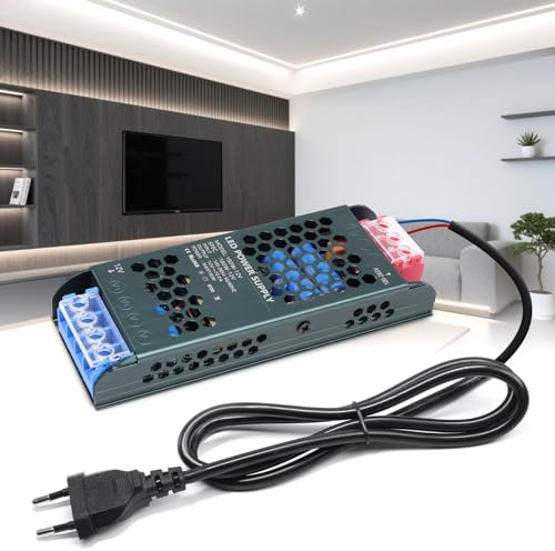 KSIBNW Transformador 220V a 12V, Fuente de Alimentación AC 220V a DC 12V 12,5A 100W LED Driver con Enchufe Extra Fino Fuente Alimentación de Voltaje Constante Driver de Bajo Voltaje para Tira LED