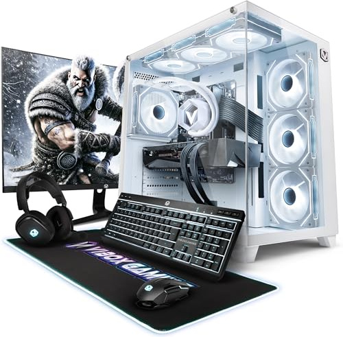 Vibox IX-547 Gaming PC Set Komplett • Monitor 27 Zoll • AMD Ryzen 7 9800X3D 8-Kern • Nvidia RTX 5070 Ti 16GB • 32GB RAM • 1TB NVMe SSD • Windows 11 • WLAN 6 + Bluetooth 5.4 • Blanc