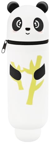 Begonia 2-in-1 Federmäppchen, Teleskopisch Mäppchen, Weiche Silikontasche, Tier Stifthalter, Federtasche aus Weichem Silikon für Stifte, für Kinder Schule Home Office Supplies(Bambus Panda)