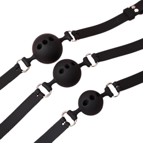 Silikon Mundknebel Knebel Ball Gag mit Luftlöchern Atmungsfähig Verstellbarer Sexspielzeug (M)