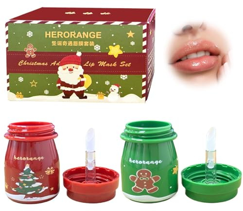 Dongcill Set de bálsamo labial navideño, mascarilla hidratante para labios