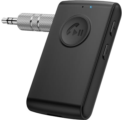 Ankilo Bluetooth 5.3 Empfänger, Flugzeug Wireless Aux Bluetooth Adapter, Mikrofon für Anrufe, 10 m Reichweite, 11 Stunden lange Spielzeit, Bluetooth-Empfänger 3,5 mm Klinke, für TV, Heim-Stereoanlage