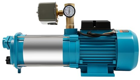 1300W Kreiselpumpe mit Druckschalter Manometer Hauswasserwerk Gartenpumpe Bewässerungspumpe Hauswasserpumpe Wasserpumpe Hauswasserautomat Centrifugal Pump für Teichbewässerung Gartenbewässerung