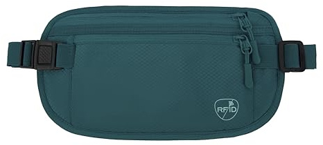 SUPACOOL Money Belt, Hidden Travel Wallet for Passport, RFID Blocking Passport Pouch, Undercover Fanny Pack(Green)