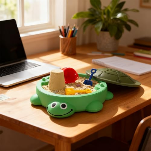 Mini Turtle Sandbox Desk Toy, with Mini Tools, Zen Garden Kit, Stress Relief Novelty Gift, Shovel Castle Office Desk Decor Trends, Decor Desktop Accessories for Home (Green)