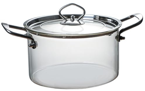 Marmite en verre pour cuisinière, casserole en verre transparent de 3, 5 l avec couvercle et double oreilles, résistante à la chaleur pour pâtes, nouilles, soupe, lait, aliments pour bébés