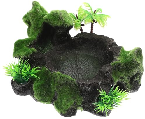 GALPADA Bol Décoratif Résine pour Reptiles Récipient Eau et Nourriture Anti-Renversement Accessoire Sécurisé pour Terrarium Tortues Lézards et Serpents