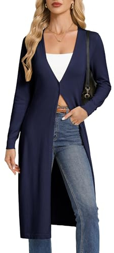 GRACE KARIN Women‘s Long-Sleeve V-Neck Long Cardigan Spring Lightweight Cardigans