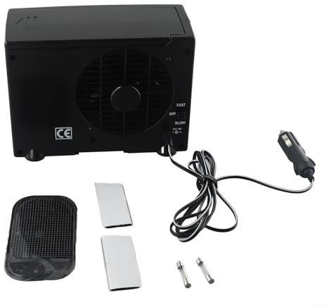 Rehoetom Portable 12V Air Conditioner for Car and Home, Water Cooling Fan with Humidifier Function, Compact AC Cooler for Camping and Travel, Black