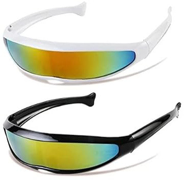 Zhangpu Glasögon Rymdtema Retro Rolig Cool Multipurpose Solglasögon för Fest Cosplay Barn Vuxna Kvinnor Män (2st Svart Vit)