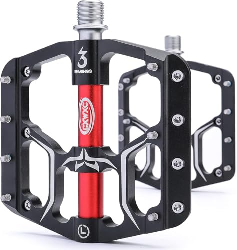 CXWXC MTB Pedale, Fahrradpedale CNC-Aluminium, 3 Abgedichtete Kugellager | Leichte Flat Pedale mit breiter Plattform, 14 Pins und 3 abgedichteten Kugellagern für leichtgängigen Lauf