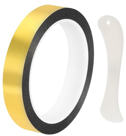 DEFANEX Metallic Mirror Tape (18mm x 50m, 0.05mm, Gold) | Self Adhesive Duct Tape, for Wall Decoration Border DIY Gift Wrap