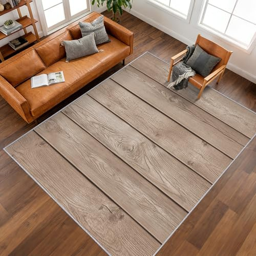 Generisch Waschbar Holzmaserung Fussmatte Innen 50 x 80 cm, Outdoor Teppich Rustikale Holzplanke Kleiner Teppiche Deko Eingangsbereich, Weicher Antirutsch Kurzflor fur Fußmatte Außen P-&122