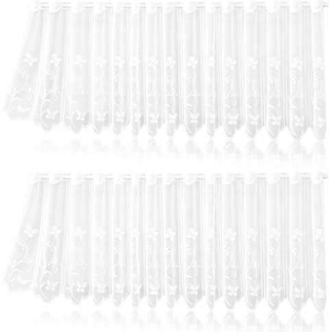 XONWW 2 PCS Cafe Curtains, 130 x 45cm Boho Kitchen Curtains Butterfly Flower Embroidery Short Lace Curtain for Windows Bathroom Cupboard (White)