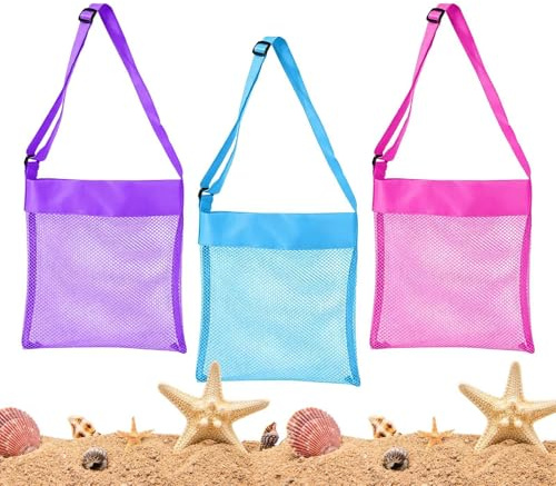 Bolsa De Juguetes De Playa 3 Piezas Saco Recolector Almacenamiento Conchas