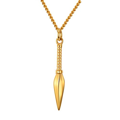 PAMTIER Herren Edelstahl Speerspitze Pfeilspitze Speerspitze Anhänger Halskette Poliert Gold mit Kette