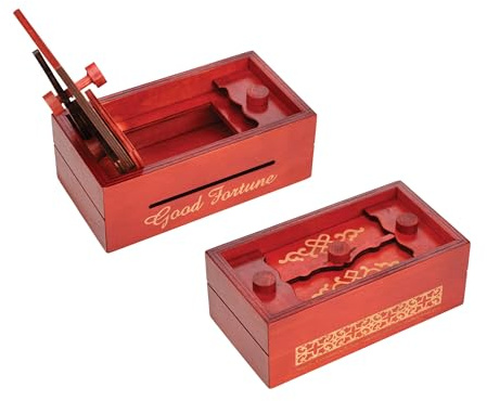 Philos 5526 - Puzzle Game Japanese Secret Box, rot/braun, Rätselbox, Geschenkbox, Puzzlebox, Trickspiel aus Holz