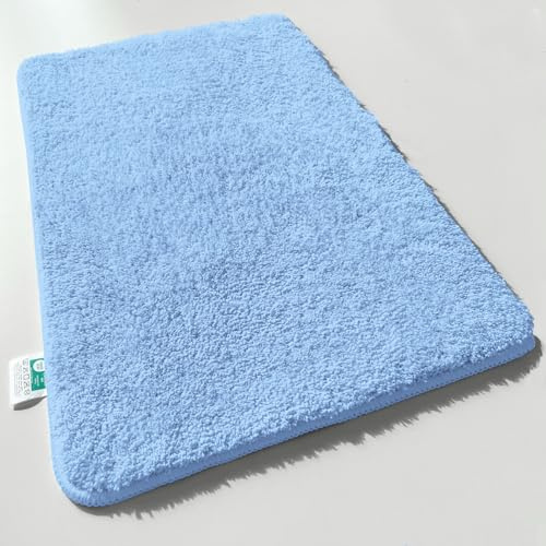 Casa Pura | Tapis de Bain Sky Soft à Poils Longs | Doux et Moelleux Aspect Shaggy | Antidérapant Lavable | Certifié Öko-Tex 100 | Bleu Clair, 70 x 120 cm